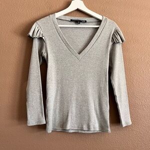 Veronica Beard Ribbed V-Neck Ruffle Sleeve Embellishment Top Size XS